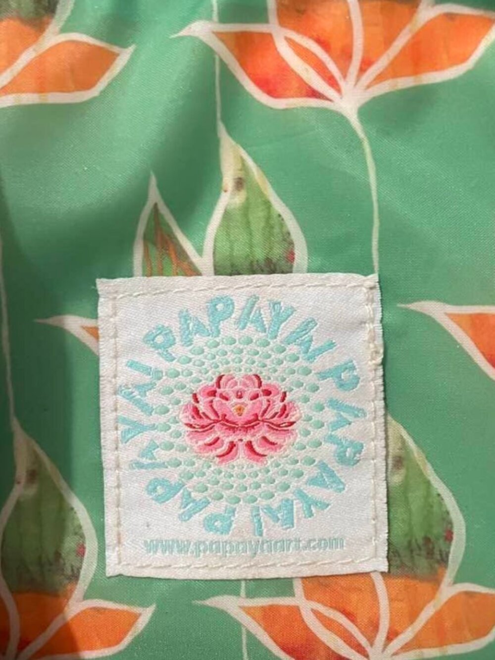 Rare Papaya Art Accessory Pouch Bohemian Abstract Floral Mixed Media Zipper Bag - Picture 8 of 10